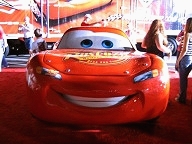 Life-sized Lightning McQueen replica smiles after the successful CARS premiere.