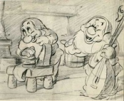 Bashful and Happy, as seen in SNOW WHITE AND THE SEVEN DWARFS