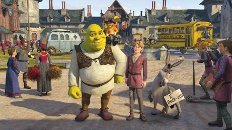 Shrek, Puss in Boots, Artie and Donkey in SHREK THE THIRD